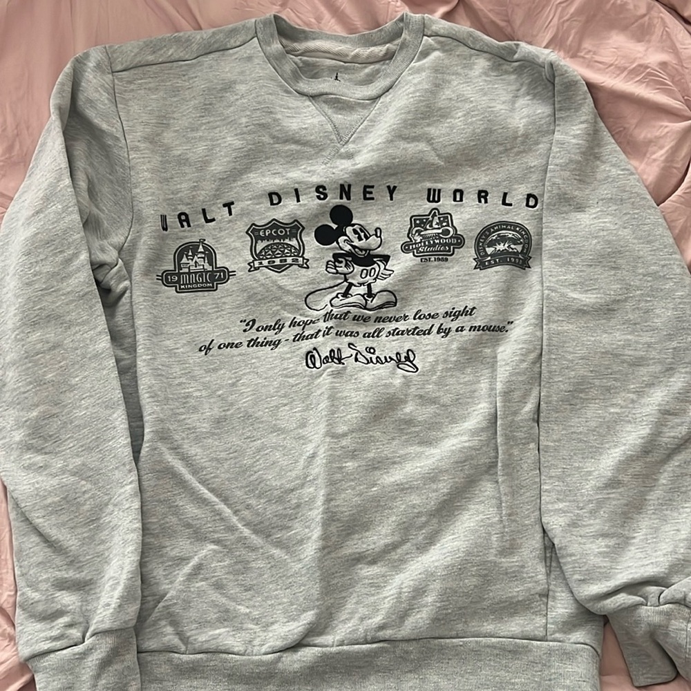 Disney Heather Gray Sweatshirt with Mickey Mouse Design - Picture 1 of 3